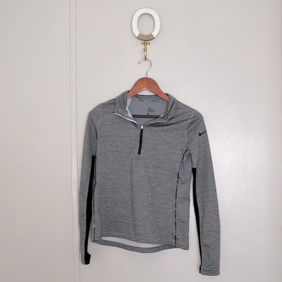 Nike Other - + Nike Pro Hyperwarm Youth Long Sleeve Half Zip Up Fitness Shirt Grey and Black